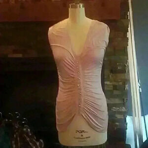 Blush shirred, rhinestone top